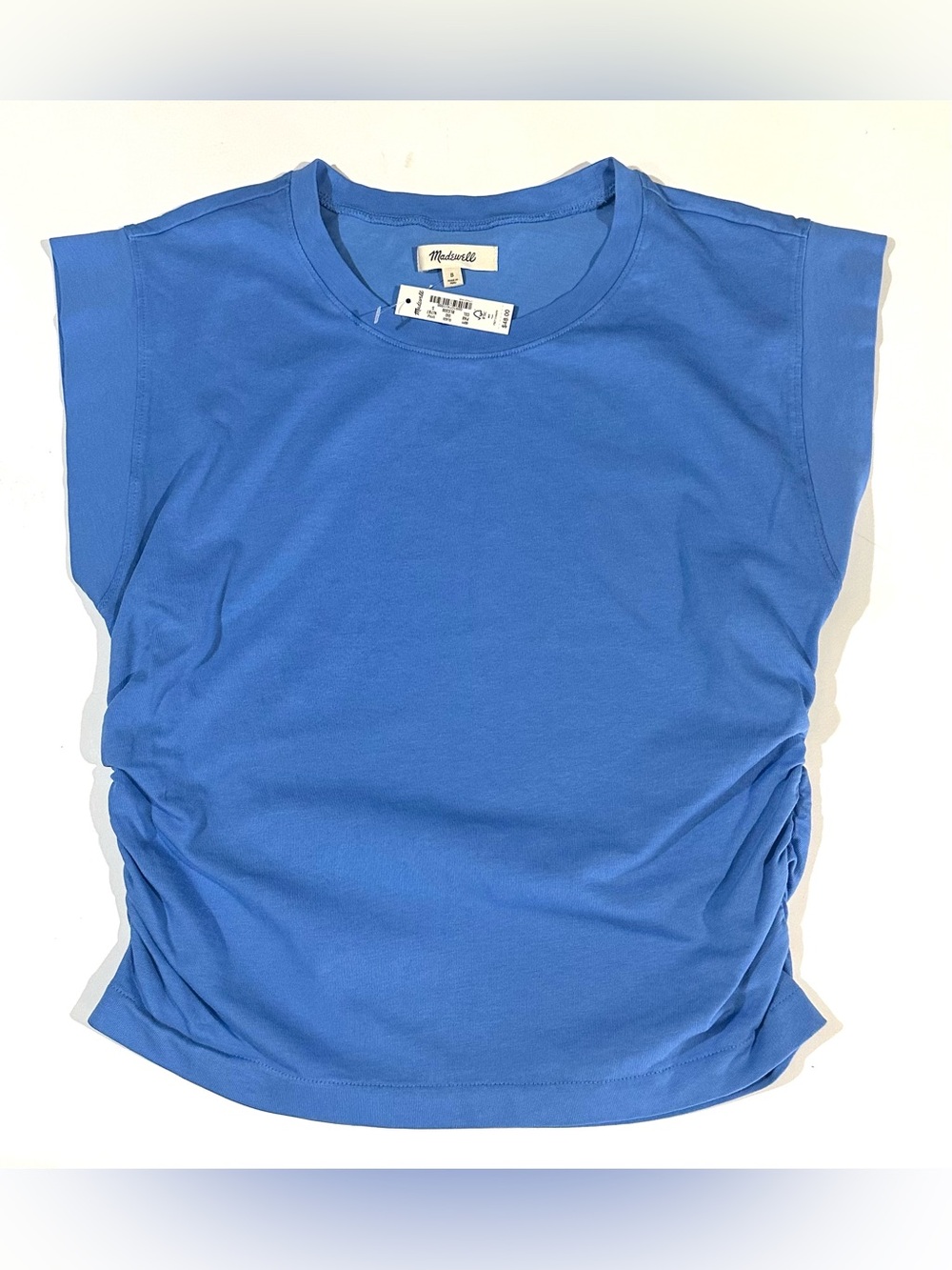 NEW, Madewell Muscle Tee Blue Sleeveless T-Shirt Slim Side-Cinch Crewneck